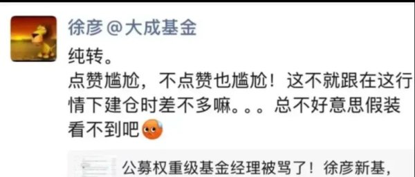 恩卓中盈 徐彦踏空牛市，大成基金被骂惨！